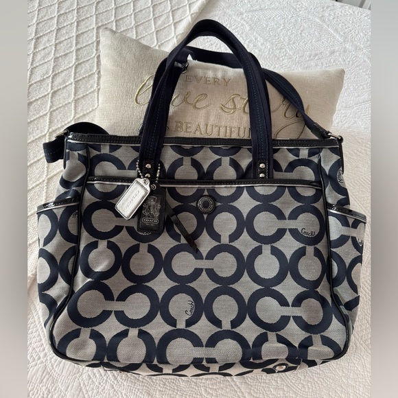 Coach Dark Blue and Gray diapers bag - Picture 1 of 16